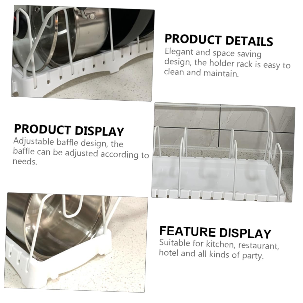 BESTYASH Porta Coperchi Regolabile da Cucina 1 Pezzo in Metallo e Plastico | Design a Scomparti Paratia Regolabile, Facile da Pulire, Adatto per Hotel e Feste