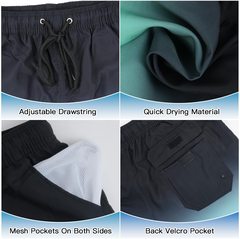 flintronic Costume da Bagno da Uomo, 2 in 1 Coulisse Trunks da Mare con Fodera a Compressione con Tasche, Pantaloncini da Surf ad Asciugatura Rapida Spiaggia Pantaloncini Boxer