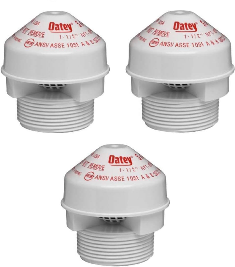 Oatey 39016 Sure-Vent Air Admittance Valve with 1-1/2-Inch by 2-Inch PVC Adapter, 2-Inch, Sold as 3 Pack