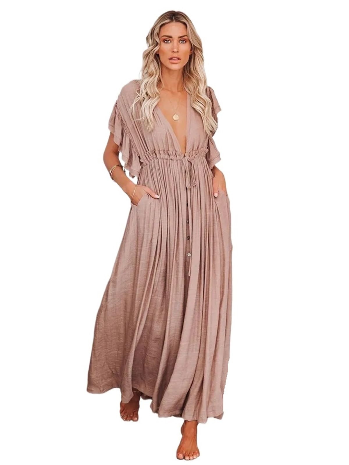 Vestido playero elegante para exteriores y salidas de tarde en la playa