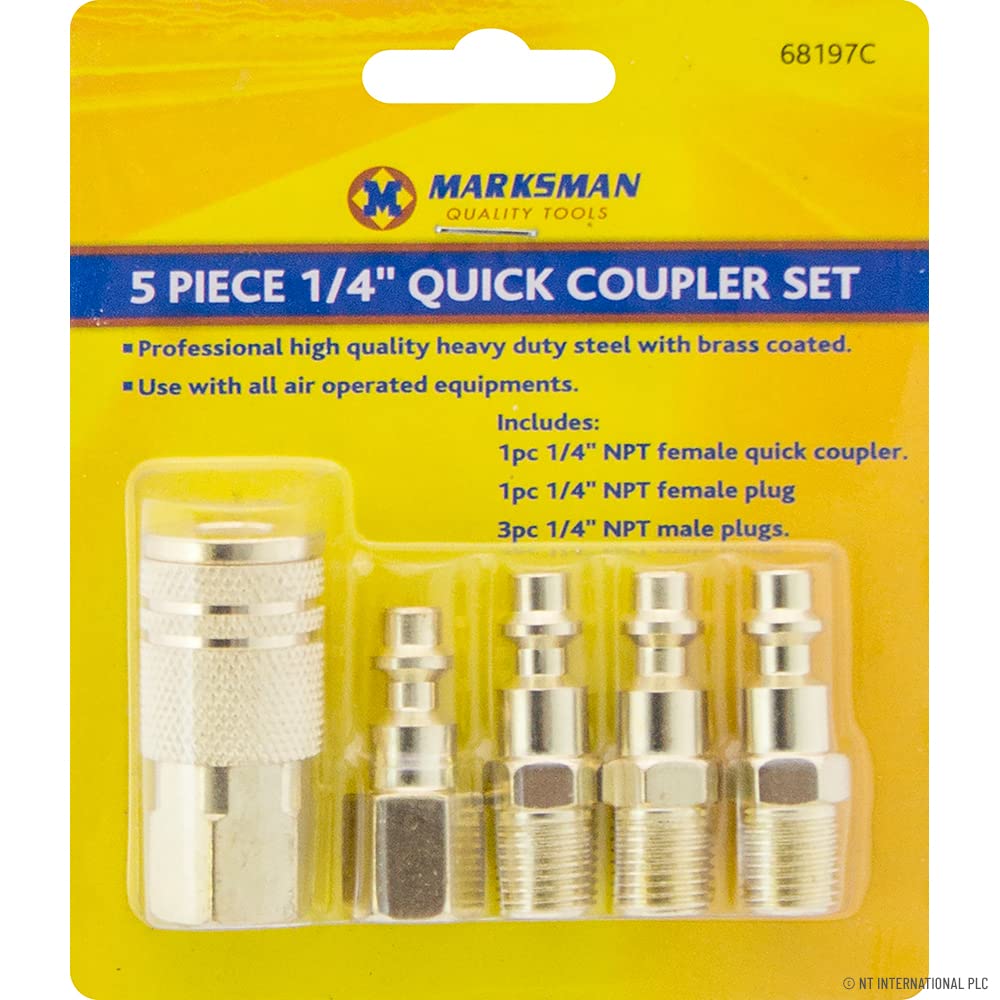 Bargaingalore Women's 5Pc Brass Quick Coupler Connector Set Air Hose Line Compressor Connection New