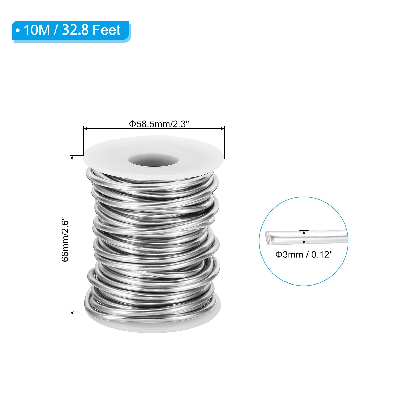 PATIKIL 8 Gauge 3mm Aluminum Craft Wire, 32.8Ft Metal Wire Armature Bendable Wire for Jewelry Making Metal Wrap DIY Silver - Image 2