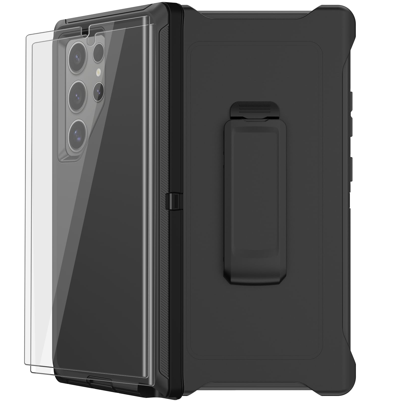 for Samsung Galaxy S23 Ultra Case with Belt Clip Holster, 2X Screen Protector, [Military Grade] Heavy Duty Full Body Shockproof Rugged Protective