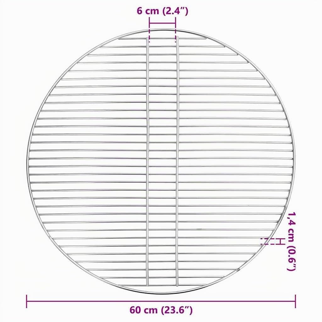 vidaXL Parrilla para Barbacoa Plateado 60 x 60 cm Acero Inoxidable