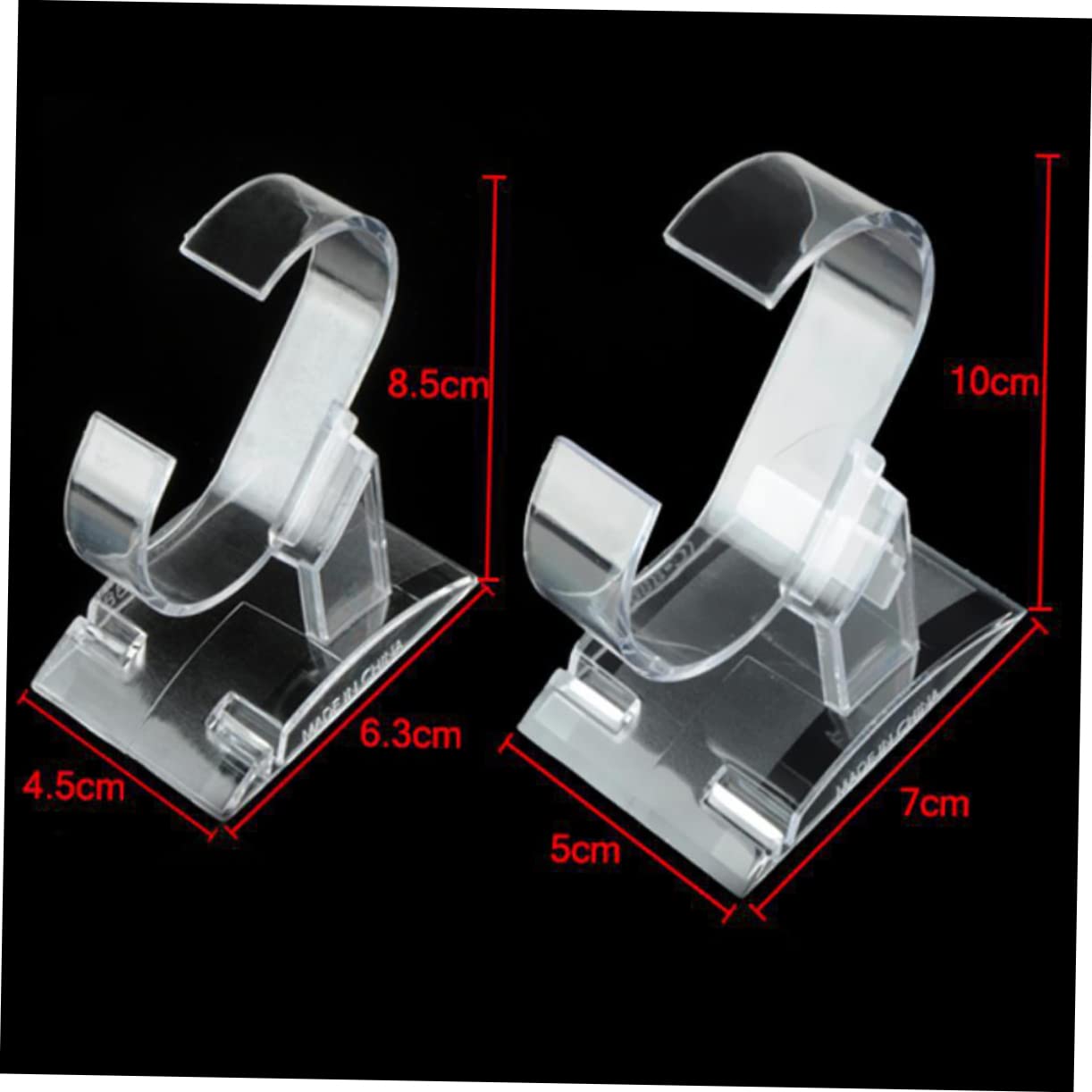 Veemoon 10Pcs Large Transparent C Shaped Bracelet Rack Jewelry Stand Durable Watch Holder Display for Organizing Bangles and Accessories Home Retail Spaces
