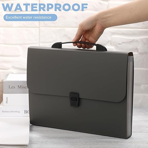 Miniatura 4 de 3 carpetas de archivos expansibles de 13 bolsillos con asa, grande, impermeable, expandible, mensual, portátil, organizador de documentos plegado