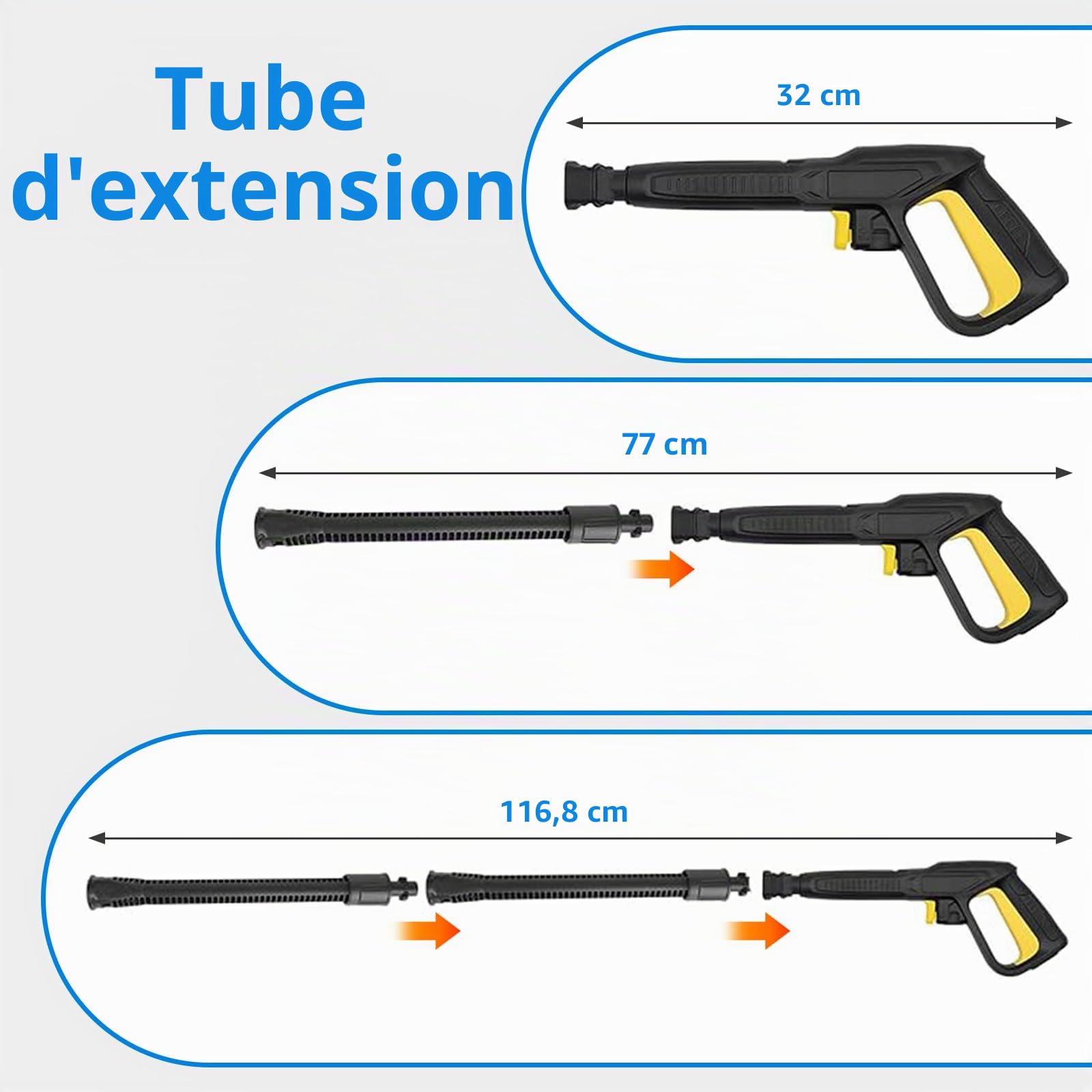 Prolongateur de Lance pour Karcher K2 K3 K4 K5 K6 K7, Tube de Jet, Prolongation de 0.4M, Canne de Prolongement pour Pistolet de Pulvérisation de Rechange, 2 Pièces