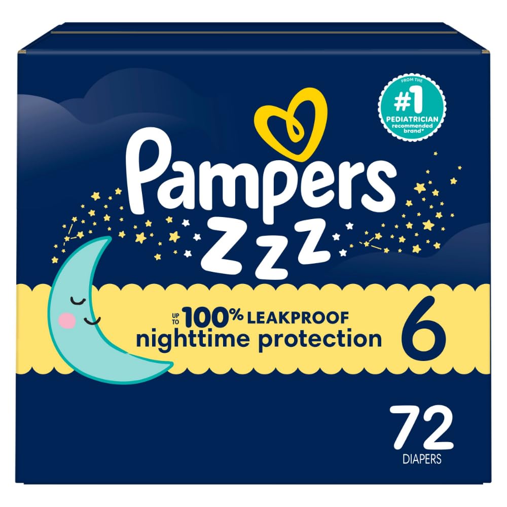Diapers Size 6, 72 Count - Pampers Swaddlers Overnights Disposable Baby Diapers, Enormous Pack (Packaging & Prints May Vary)