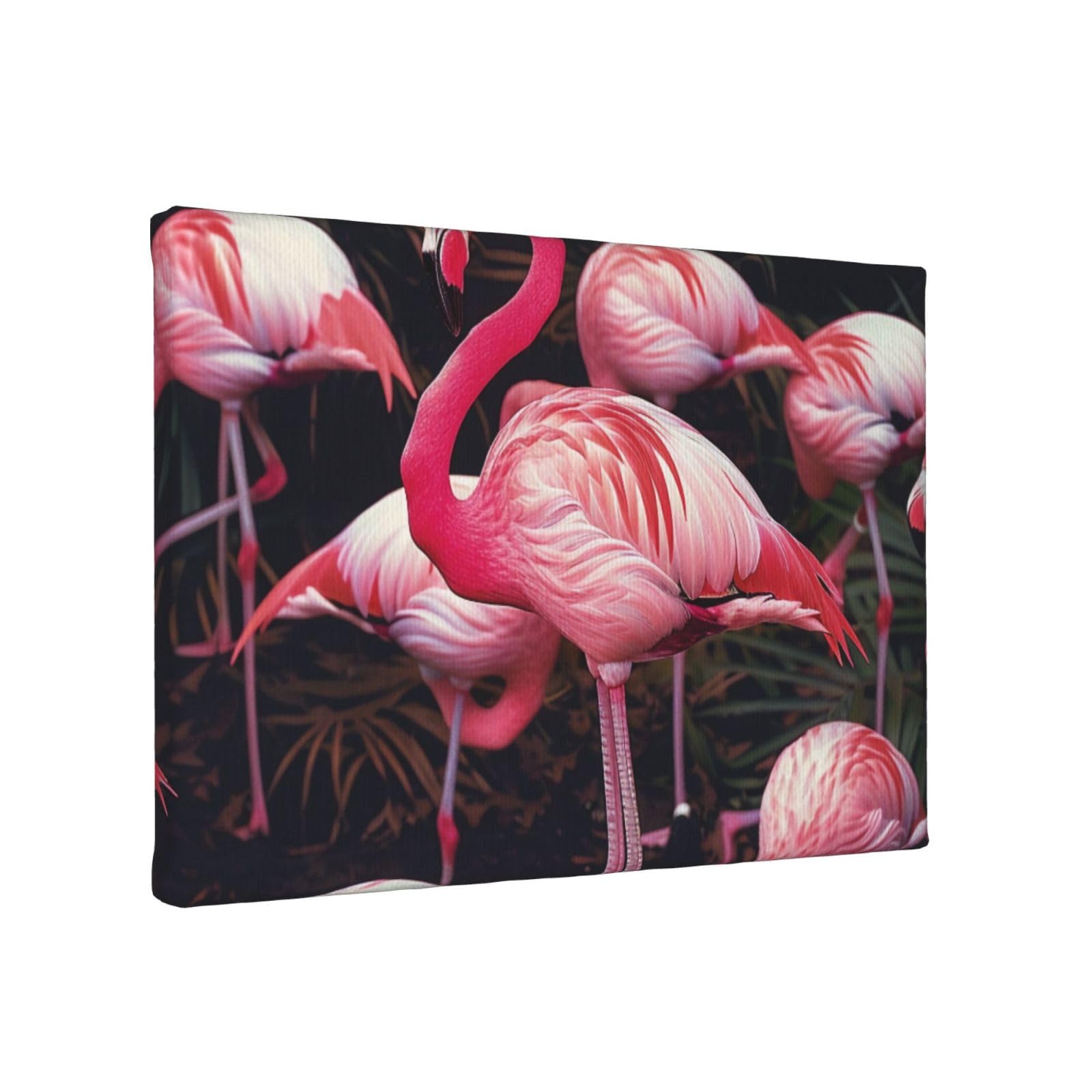 YKLJG Flamingo Printed Wall Art Canvas Painting 30x20 CM Wooden Framed Picture Painting Artwork Prints for Bedroom Kitchen Home Office Decor