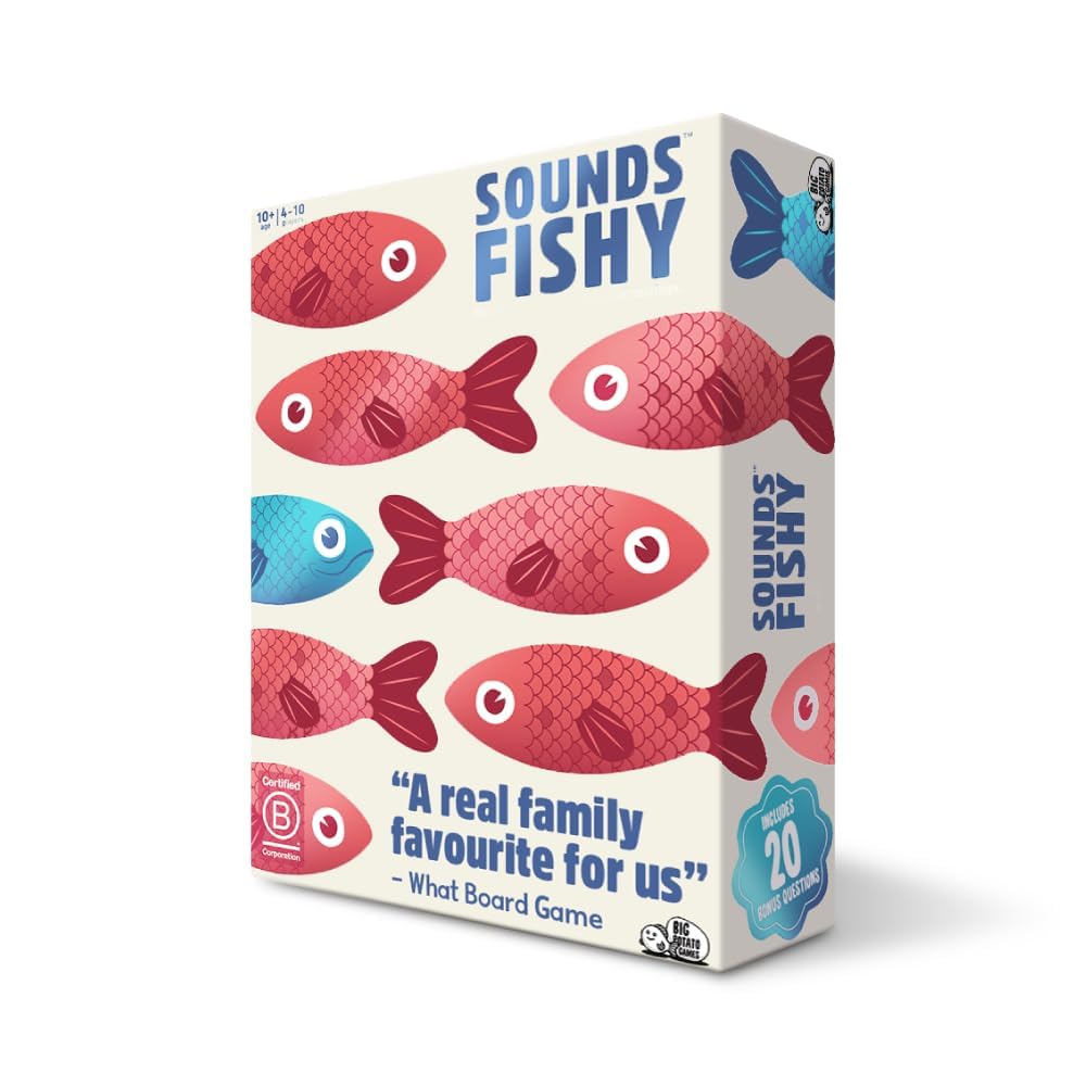 Sounds Fishy – Fast-Paced Bluffing Party Game for Kids 10+ & Adults | Fun Family Trivia Board Game for Quick Thinking & Lying | Perfect for Game Night
