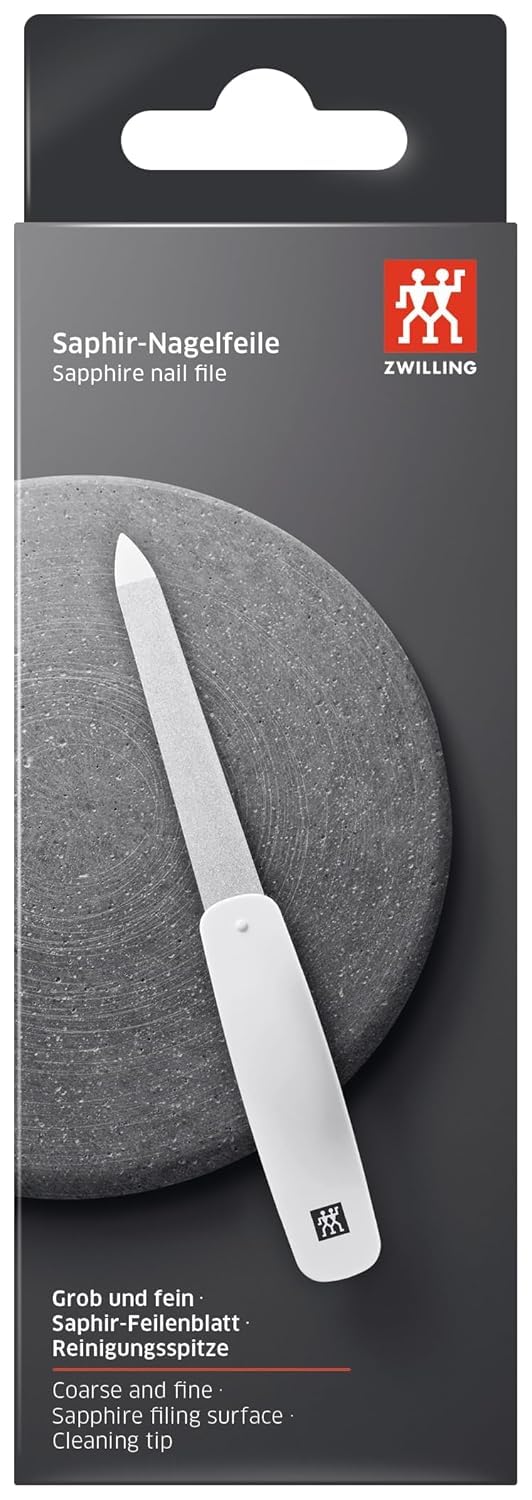 ZWILLING Pilnik do paznokci (powłoka szafirowa, polerowana końcówka do czyszczenia paznokci, gruboziarnista i drobnoziarnista powierzchnia pilnika), biały, 160 mm