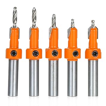 5pcs Countersink Drill Bit Woodworking Screws Chamfering Wood Hole Drills Bit with Hex Key