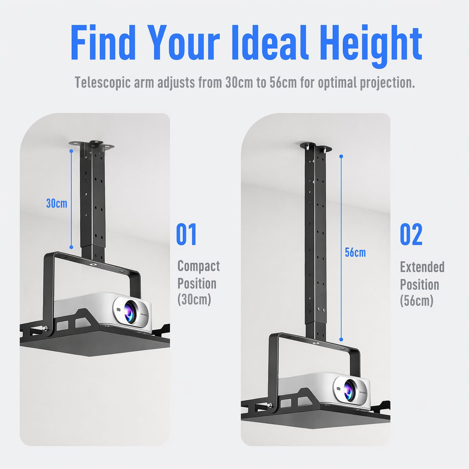 Fixation au plafond pour projecteur avec plateau, support de projecteur