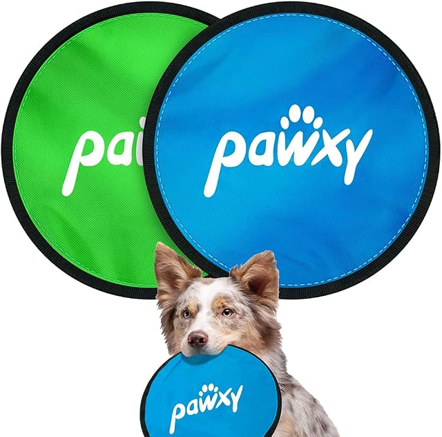 Pawxy 2 x Nylon Frisbee Dog Frisbee for Large and Small Dogs Dog Frisbee Floating Discs Dog - Frisbee for Dogs - Throwing Disc Dog