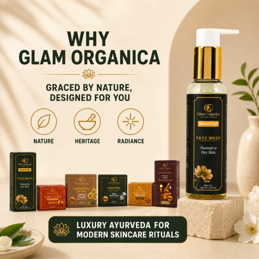 Image of Madhura Ayurvedic Face Wash with Almond & Kumud Flower Extract | Gentle Daily Cleanser for Normal to Dry Skin | Hydrating & Skin Brightening | Sulphate & Paraben Free | 100 ml