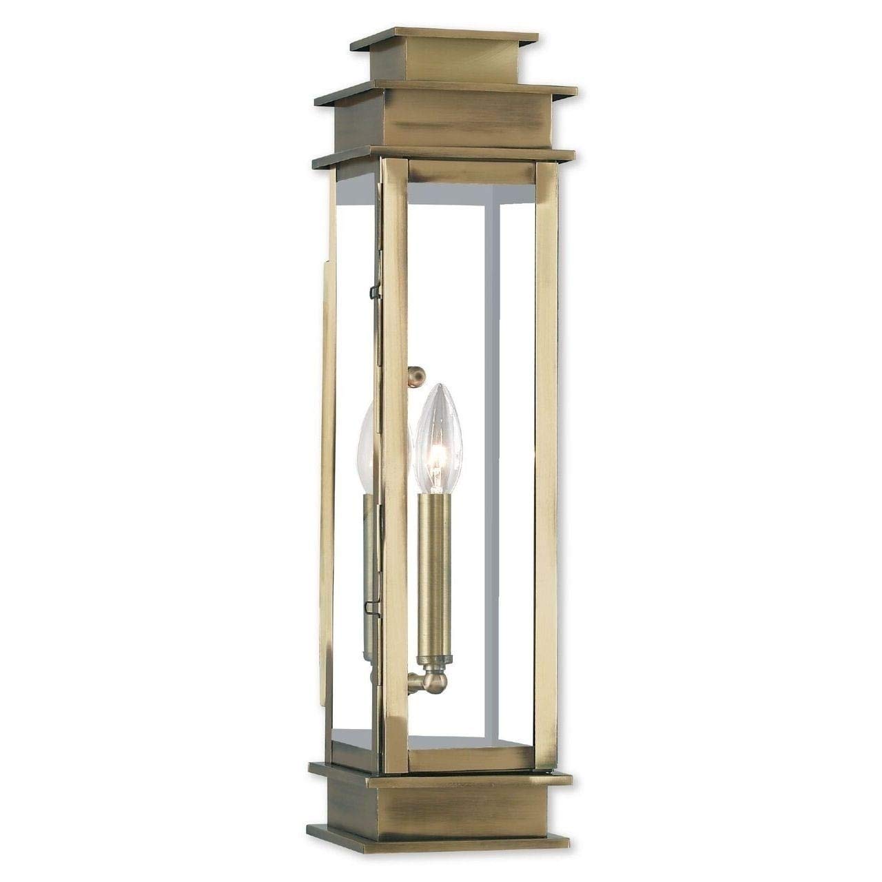 Livex 20207-01 Transitional One Light Outdoor Wall Lantern from Princeton Collection Finish, Antique Brass