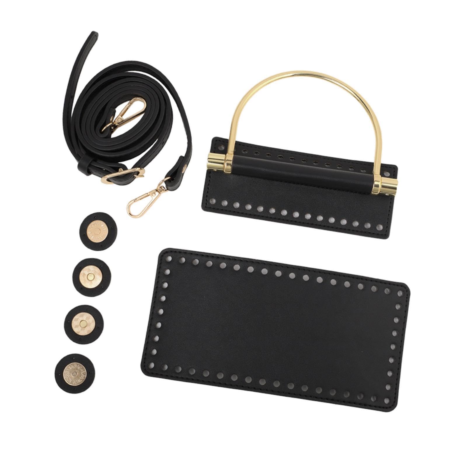 UGPLM DIY PU Leather Crochet Bag DIY Knitting Crochet Bag Making Kit for Grandma Party, Black