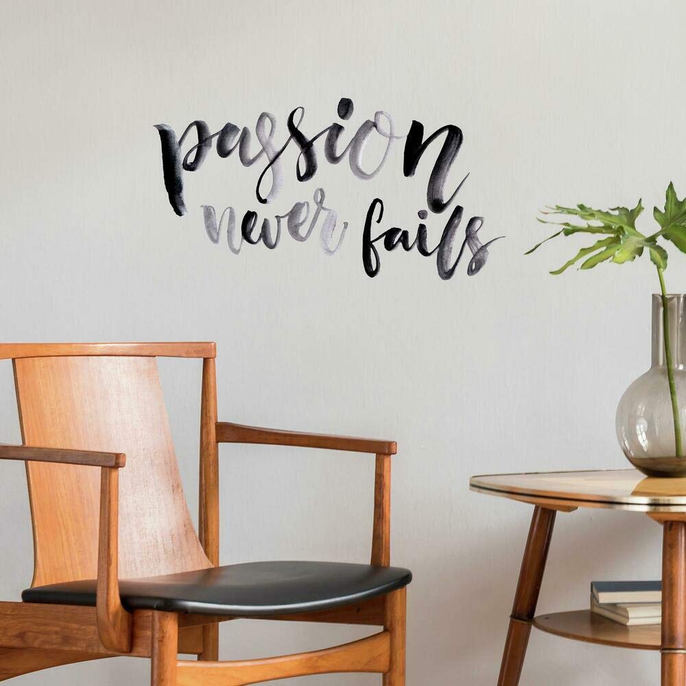RoomMates RMK4589SCS Passion Never Fails Peel and Stick Motivational Quote Wall Decals, Rmk4589scs, Black - Image 2