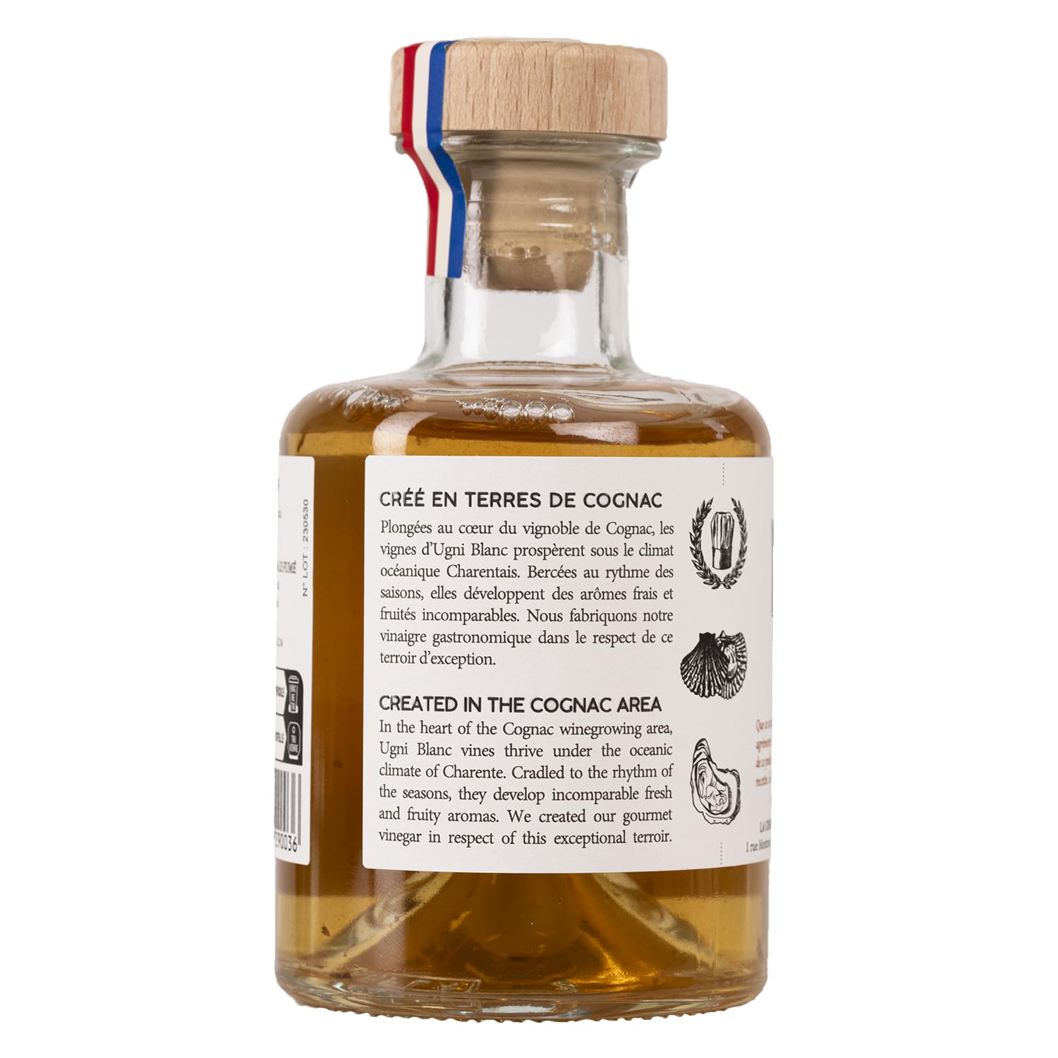 Bouteville Vinaigre Gastronomique Le Fumé 200ml - Affiné en Fûts de Chêne Français, Élaboration Artisanale en Charente, Vinaigre de Cépage Ugni Blanc avec Notes Boisées et Cendrées