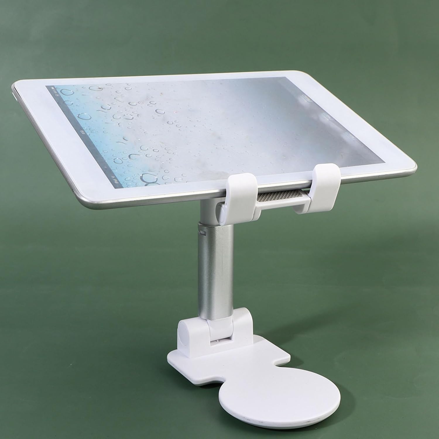 NUOBESTY Adjustable Metal Phone Holder with Foldable Telescopic Design and Tablet Stand Sturdy Silicone and Abs Base, for Coffee Table and Office Desk Use, Compatible with Smartphones