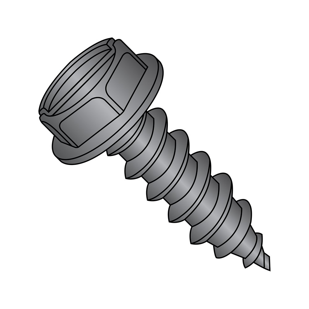 Small Parts 0812ABSWB Steel Sheet Metal Screw, Black Oxide Finish, Hex Washer Head, Slotted Drive, Type AB, #8-18 Thread Size, 3/4
