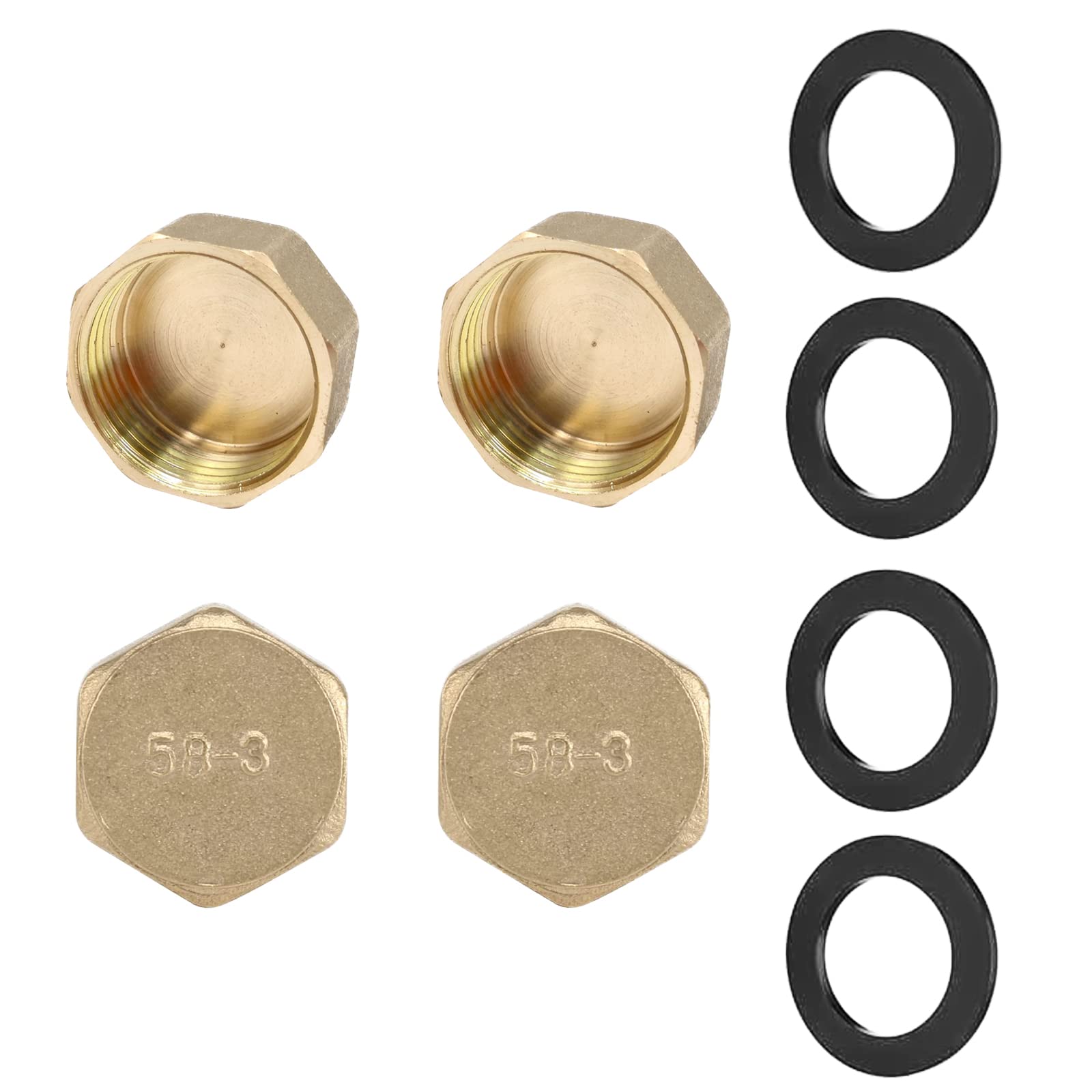 4x Messing Blindstopfen 3/4 Zoll Außengewinde – Sechskant Mit Gummidichtung, Für Sanitär & Heizung