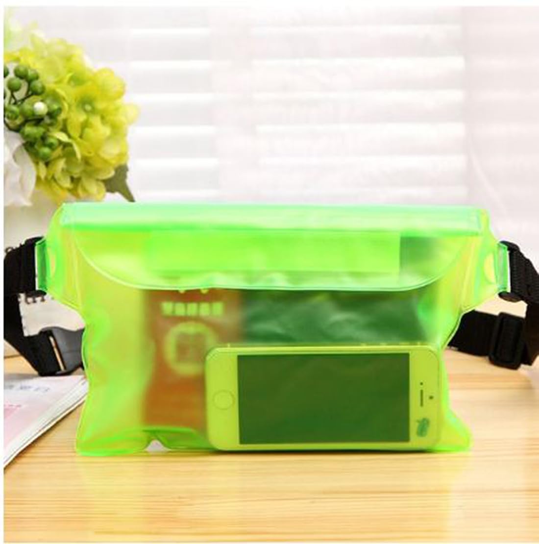 Desi Rang Waterproof Big Pouch Bag Cover for rain Swimming Water All Mobile Phone, All Small Camera, Wallets, ID Card with Waist Strap for All Waist Size, Color : Green-image-13