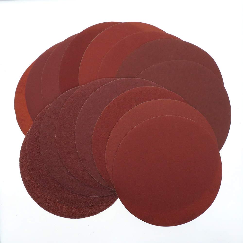 20pcs 6 pulgadas 150 mm Redondo Red Papel de lija Disco Hojas de arena Grano 40-2000 Disco de lijado de bucle de gancho Autoadhesivo para lijadoras, como se muestra, 80