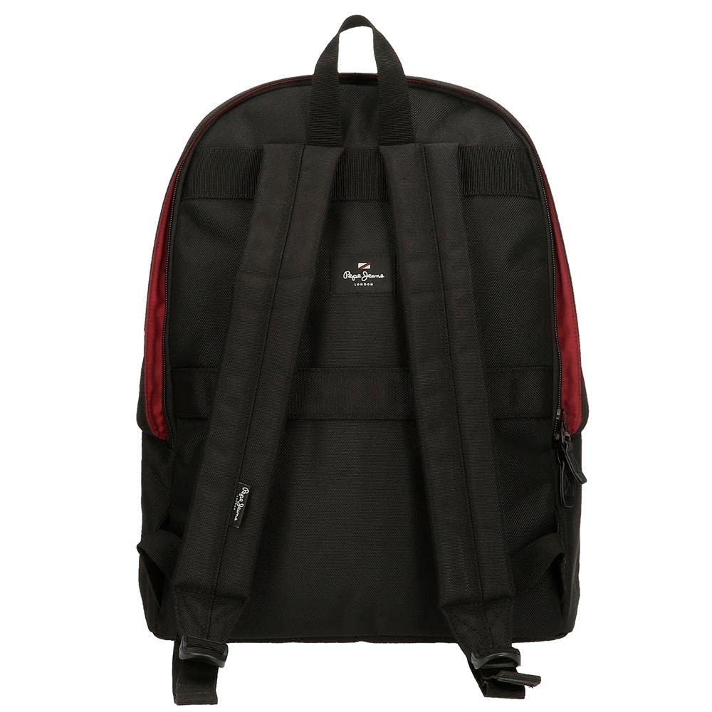 Pepe Jeans Soho Mochila para Portátil Doble Compartimento 15,6" Negro 31x44x15 cms Poliéster y PU