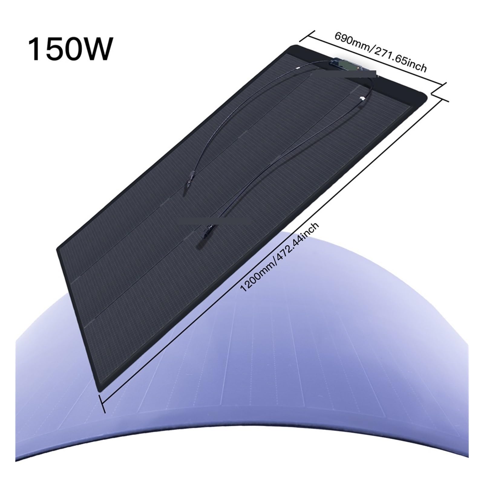 łAdowarka Z Panelem SłOnecznym 150W technologia gontów ETFE PET półelastyczny Panel słoneczny monokrystaliczne ogniwo słoneczne do systemu ładowarki 12/24/36/48V(Solar Panel,100W)