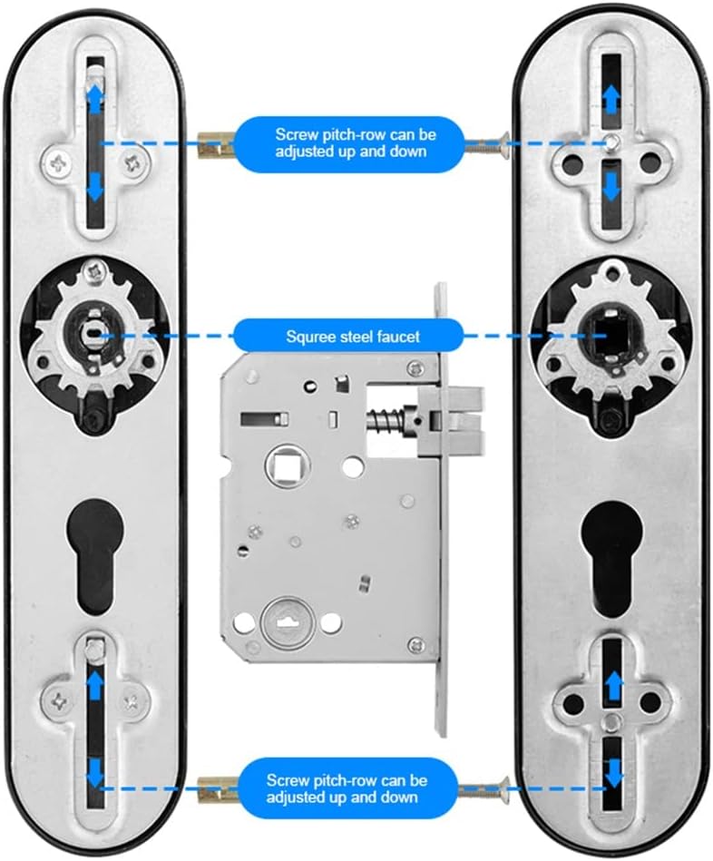 Detailed view of screw pitch-row adjustment mechanism