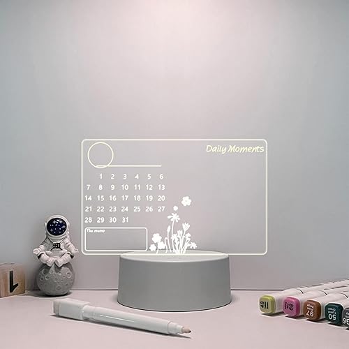Miniatura 1 de Rewritable Led Light Drawing Board, Clear White Led Message Board with Light, Acrylic Led Note Board Light Up Calendar with Stand for Desk Fridge #