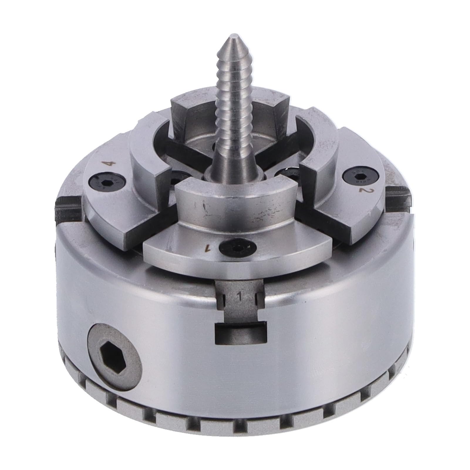 Portabrocas de Torno Autocentrante Portabrocas de Metal de 4 Mordazas Rosca M40 96 Mm 0,03 Mm Precisión para Máquinas Herramientas de Carpintería Sujeción Soporte Centrado para Carpinteros