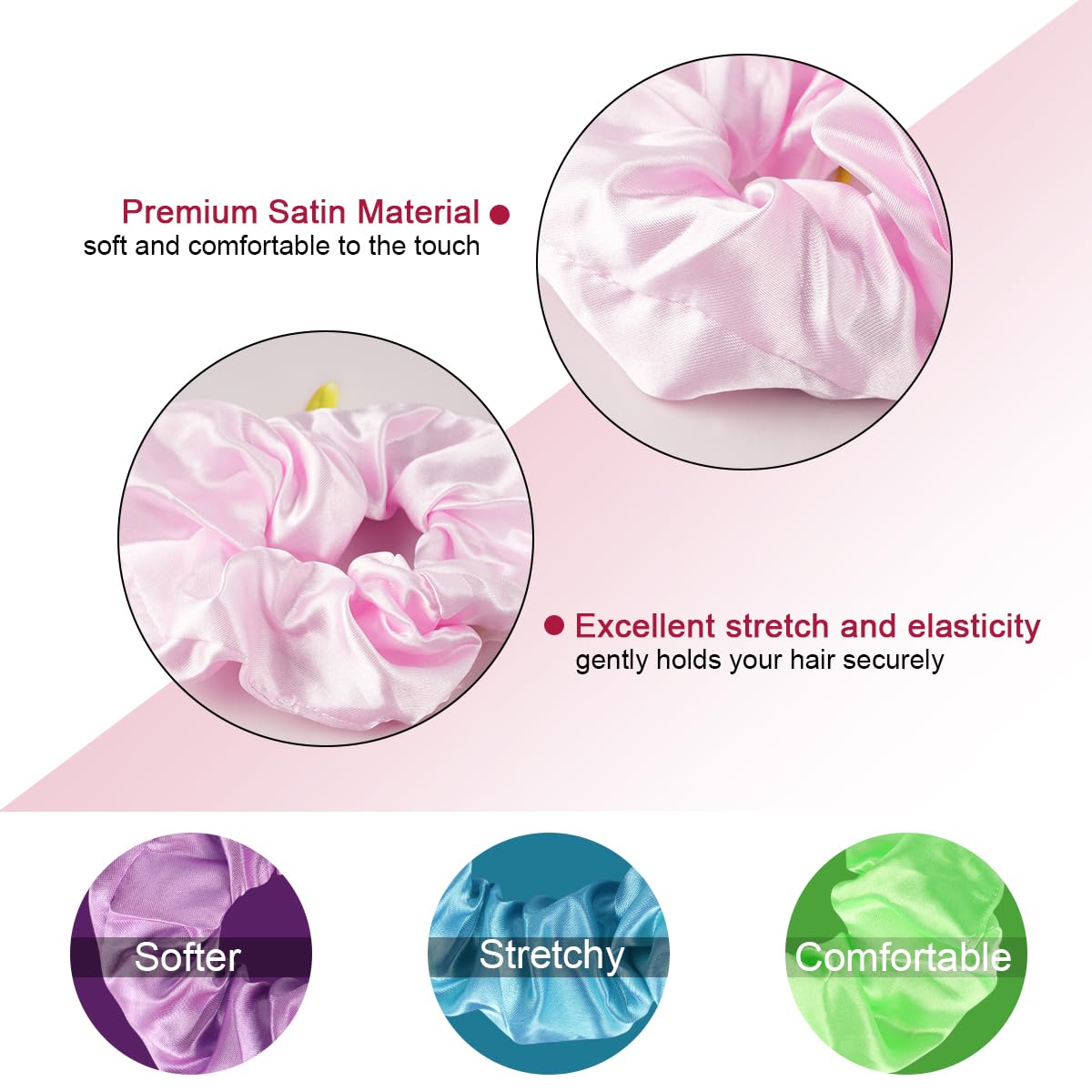 URAQT LED Light Up Elastic Hair Bands, 6pcs Luminous Hair Ties, 3 Colors Light Modes LED Scrunchies - Image 4
