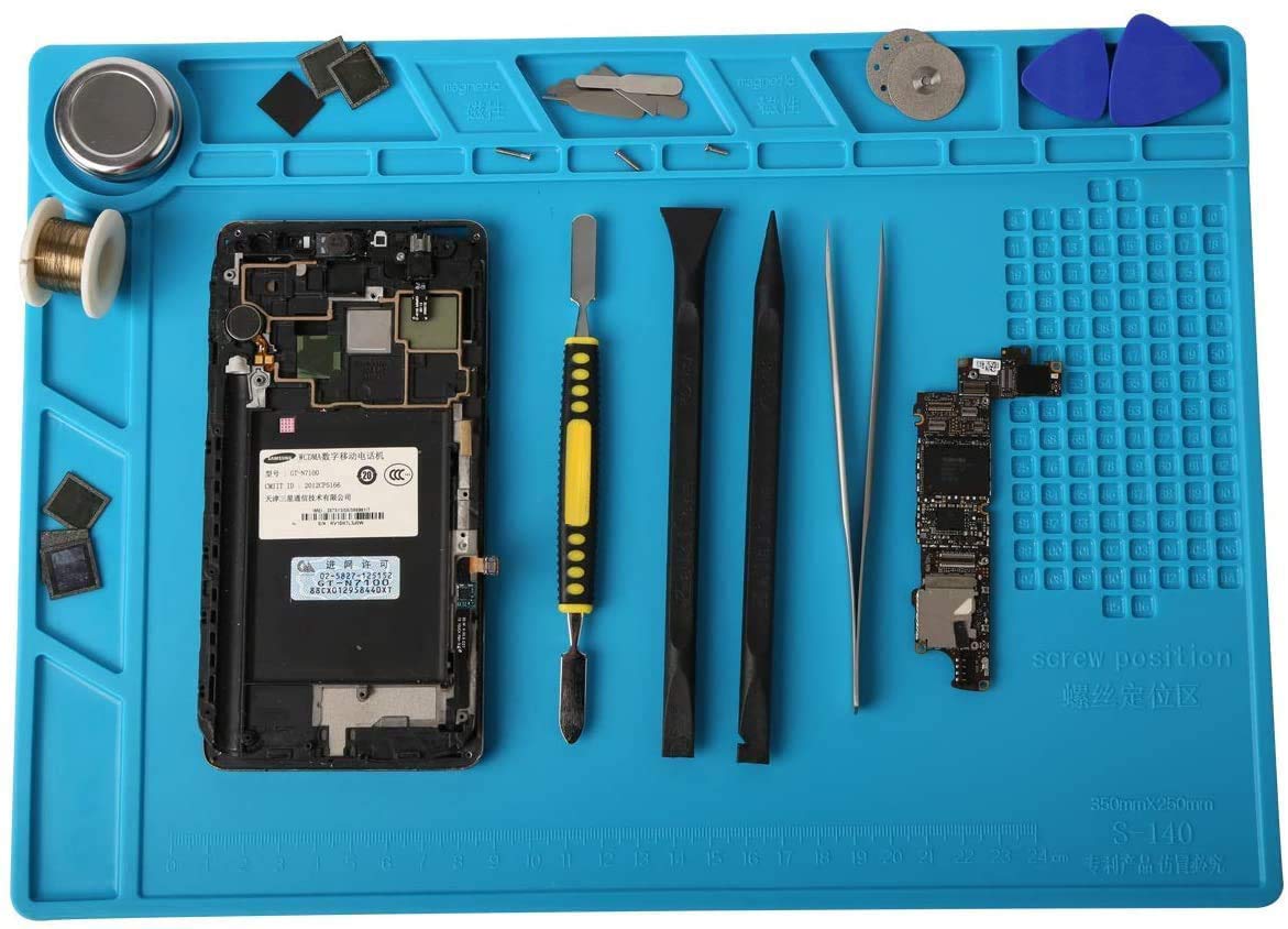 Silicone Repair Soldering Work Mat Heat Resistant Magnetic Repairing Work Station Non-skid Insulation Desk Pad Mat S-140 Blue