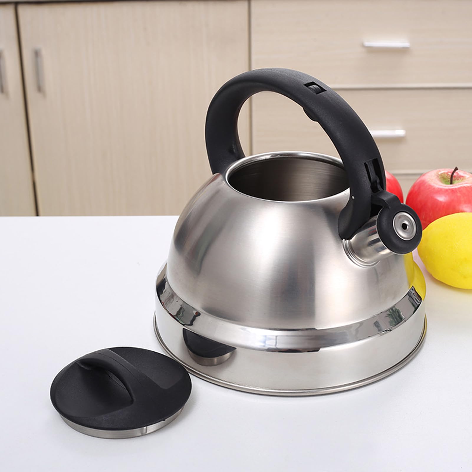 AYNEFY AYNEFY2U6OBNVTI4 Bouilloire sifflante en acier inoxydable facile à utiliser pour cuisinière à induction et cuisinière à gaz