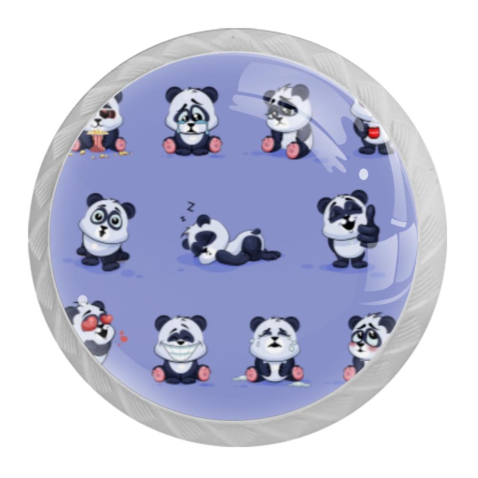 Tqmspg 4 Pieces Drawer Pulls Cute Pandas Door Knobs Dresser Handles for Kitchen Wardrobe Cupboard Hardware Furniture