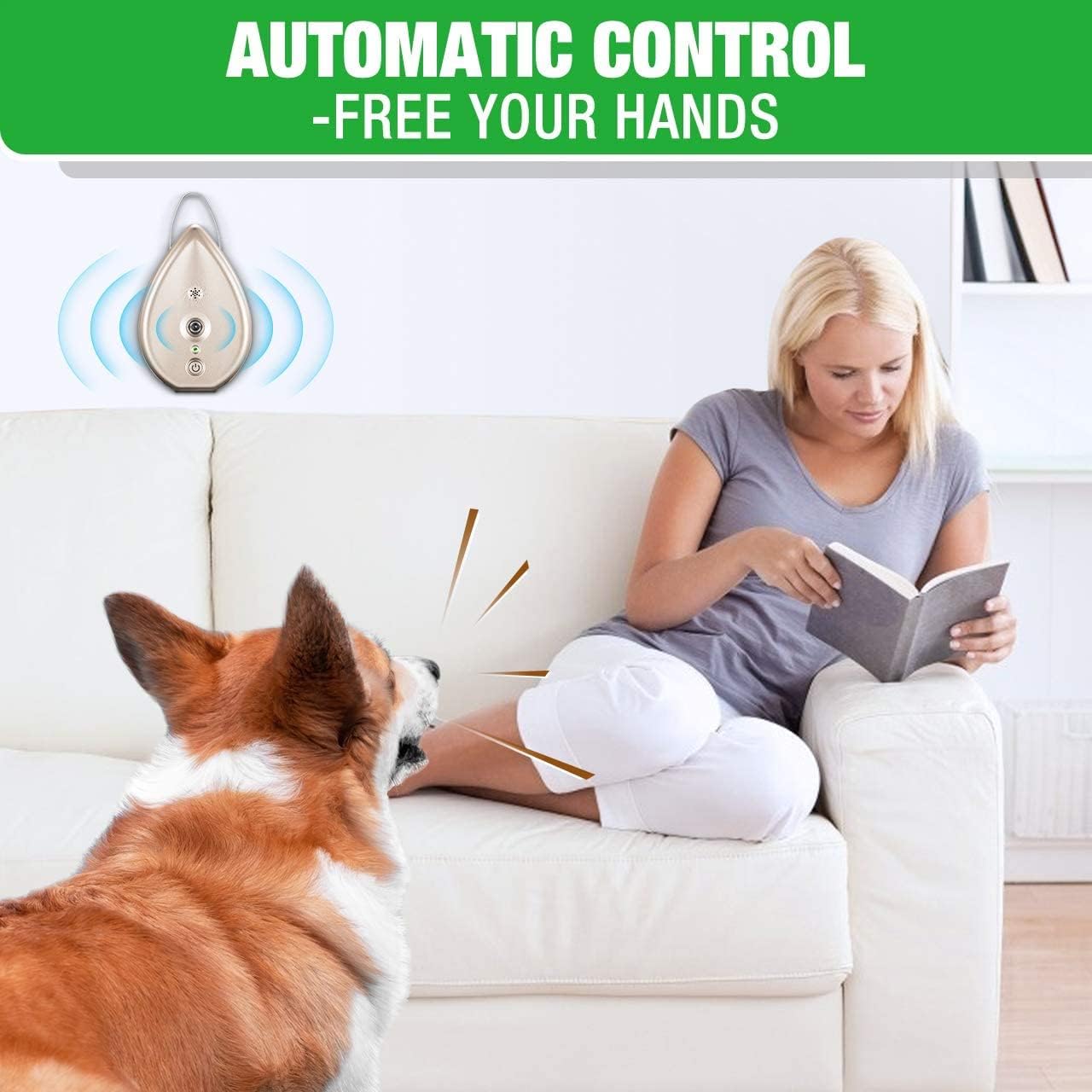 MODUS Automatic Anti Barking Device - 2-in-1 Dog Barking Control Device with 3 Adjustable Ultrasonic Level, Indoor Dog Bark Deterrent Bark Box, Safe for Human & Dogs, Sonic Bark Control Fits All Dogs