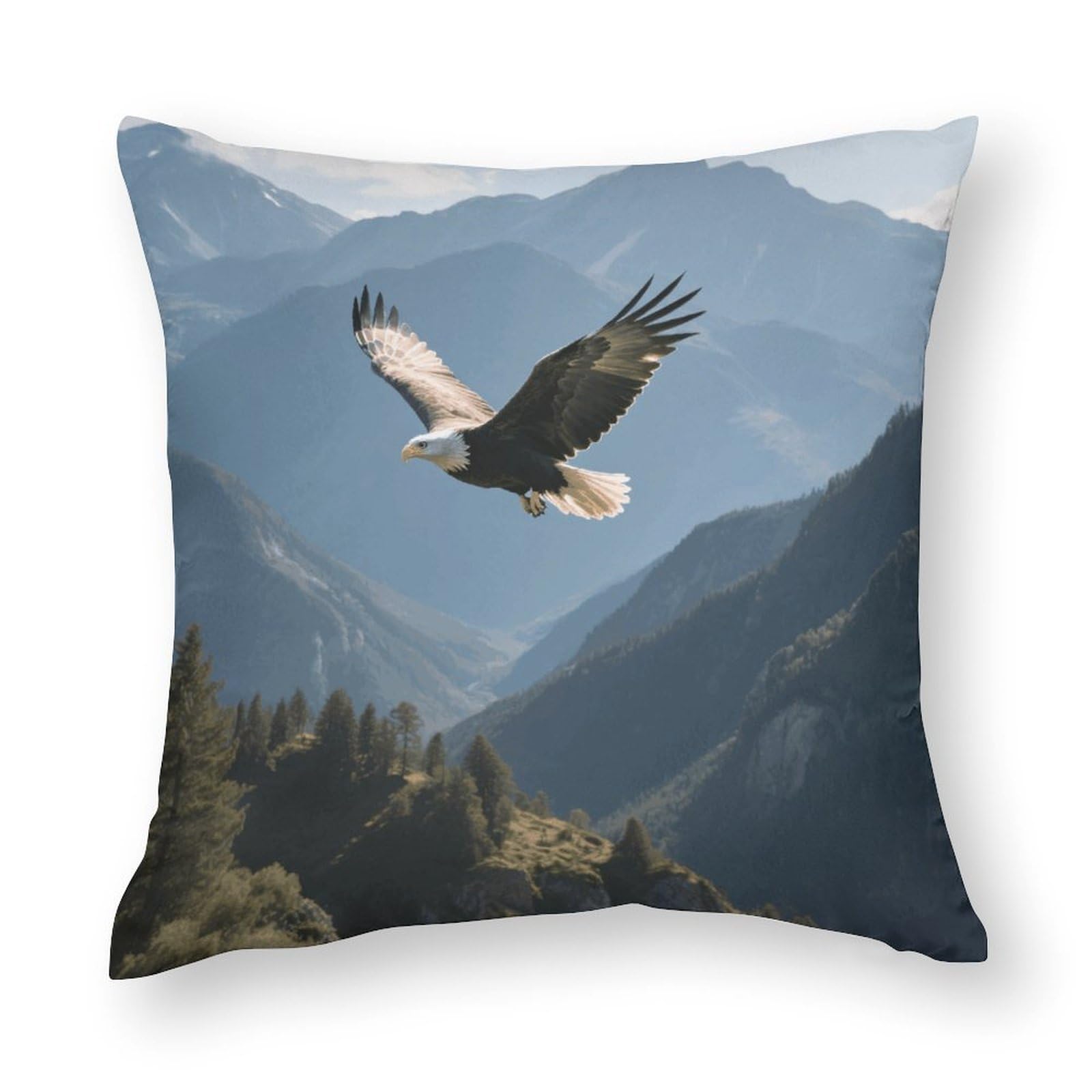 Eagles Fly in The Valley Throw Pillow Covers Square Pillow Sham Removable Pillow Protector Modern Cushion Covers Soft Pillowcases Cozy Pillow Cases for Sofa Bed Car 32"x32"
