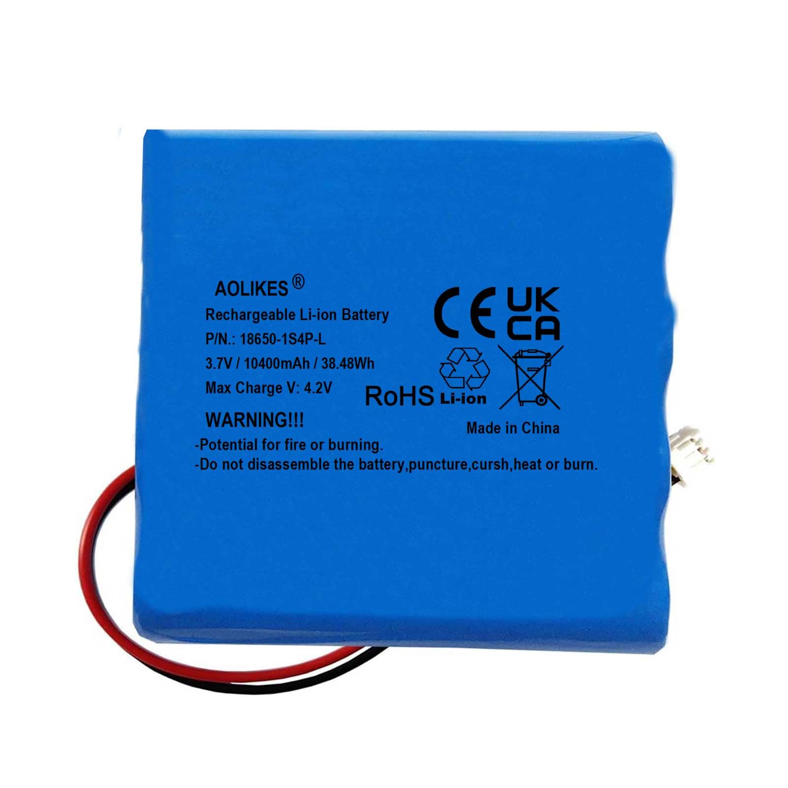 Amazon.com: Ub18650 1S4P 10400mAh 3.7v Rechargeable Battery with