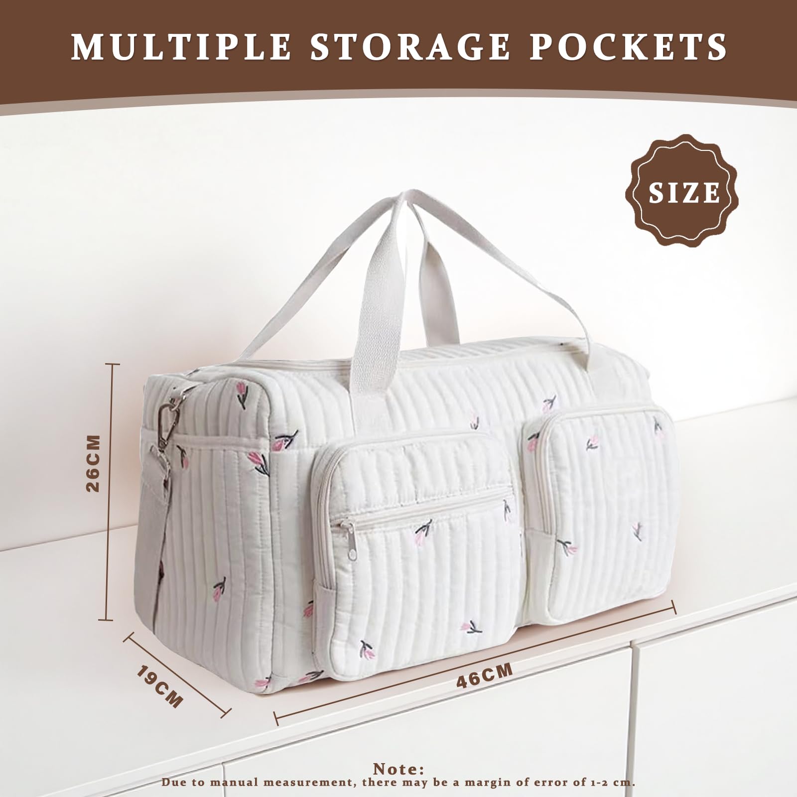 Vielseitige Wickeltasche für Mütter: Gesteppte Wickeltasche - Leichte Gepolsterte Wickeltasche für Schwangerschaft und Babypflege für Krankenhaus und Wochenendausflüge