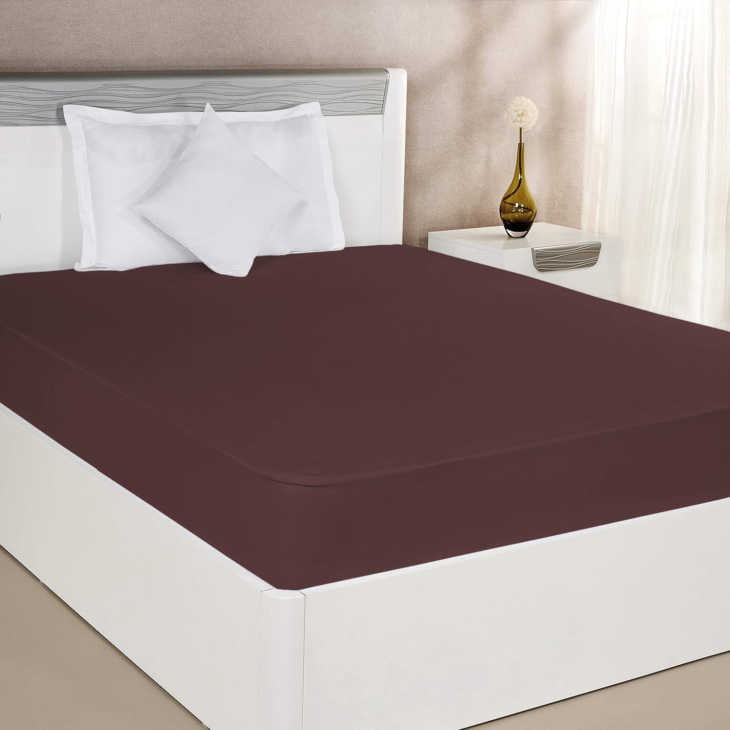 Ultra Soft Waterproof Mattress Protector Single Size Fitting 7" Deep Mattress | Breathable Hypoallergenic Full Mattresses Cover (36x75x7 inch|3x6.25x0.58 Feet - Maroon)-image-29