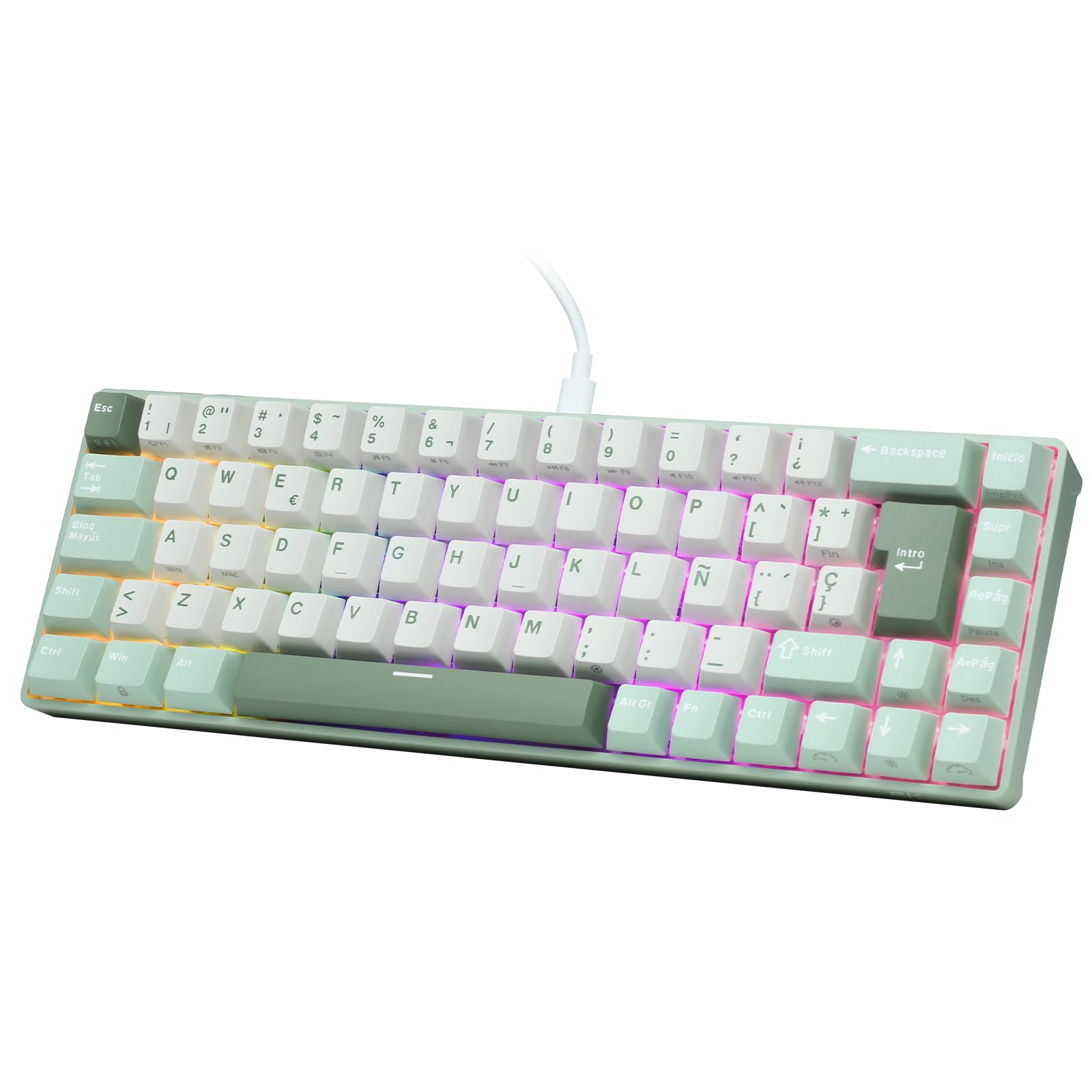 RK ROYAL KLUDGE C68 ES Mechanical Gaming Keyboard with HE, Magnetic Switches 65%, Wired RGB Keyboard, Fast Trigger, 8K Polling Rate, Pro Web Controller for Mac and Win,QWERTY Spanish
