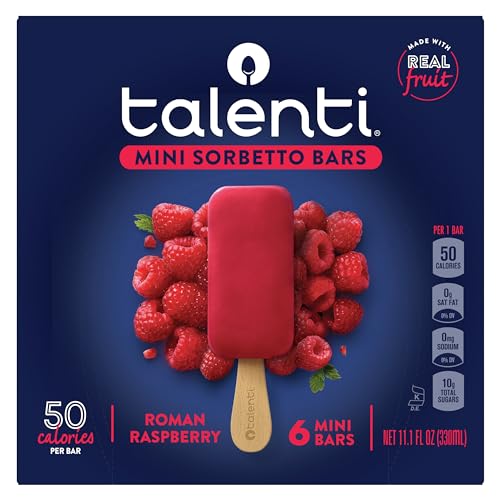 Talenti Mini Sorbetto Bar Roman Raspberry 6 count Dessert With 50 Calories Per Bar 11.1 oz