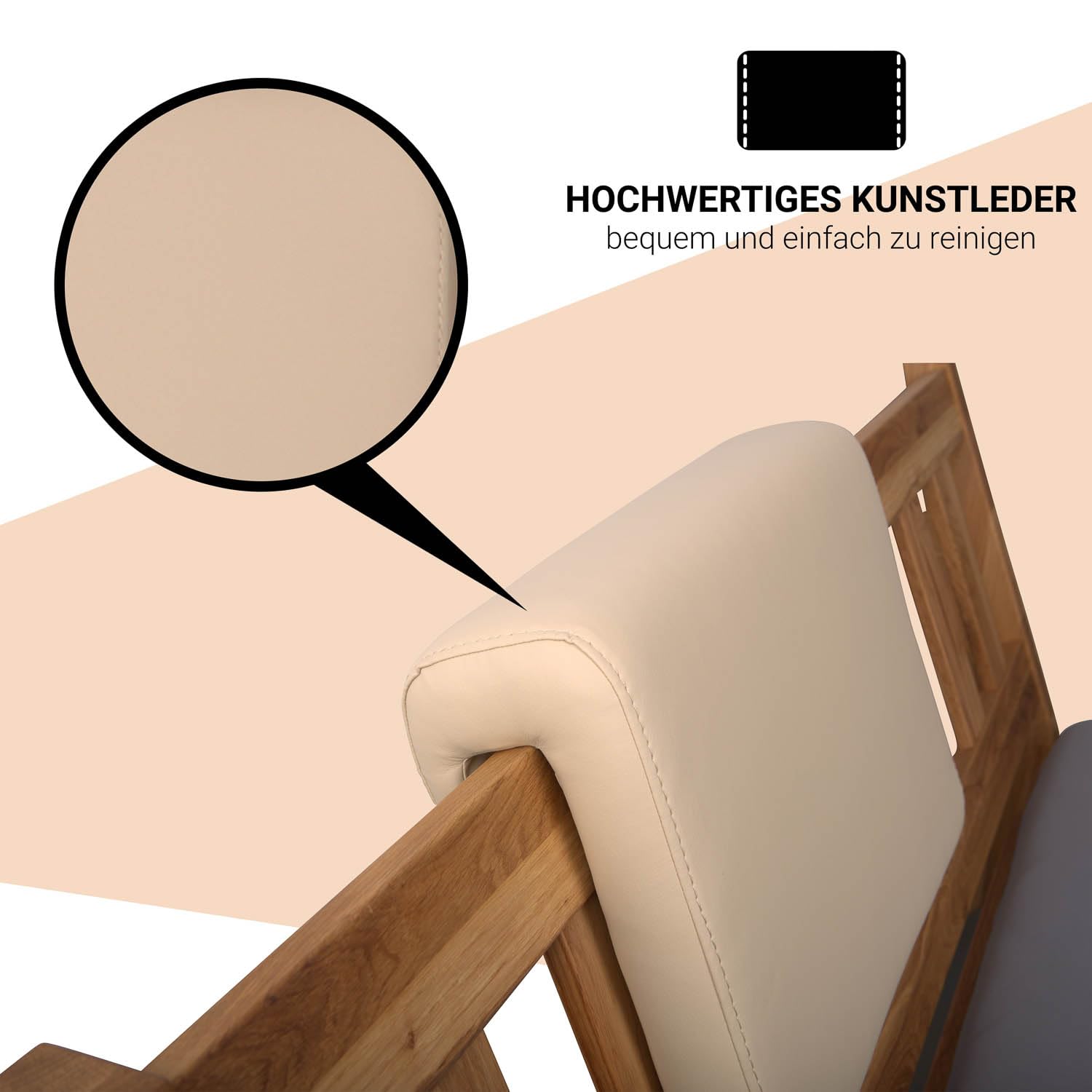 Staboos 2er Set Leder Polsterkissen, Steckkissen für Bettkopfteil zum einhängen, Rückenlehne für Bett mit Kopfteil, SK01 (beige)