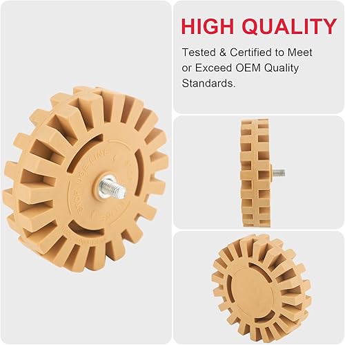 Miniatura 5 de Rueda de goma para borrar, rueda de borrador de calcomanías, almohadilla de goma de borde ranurado de 4 pulgadas con adaptador de taladro,