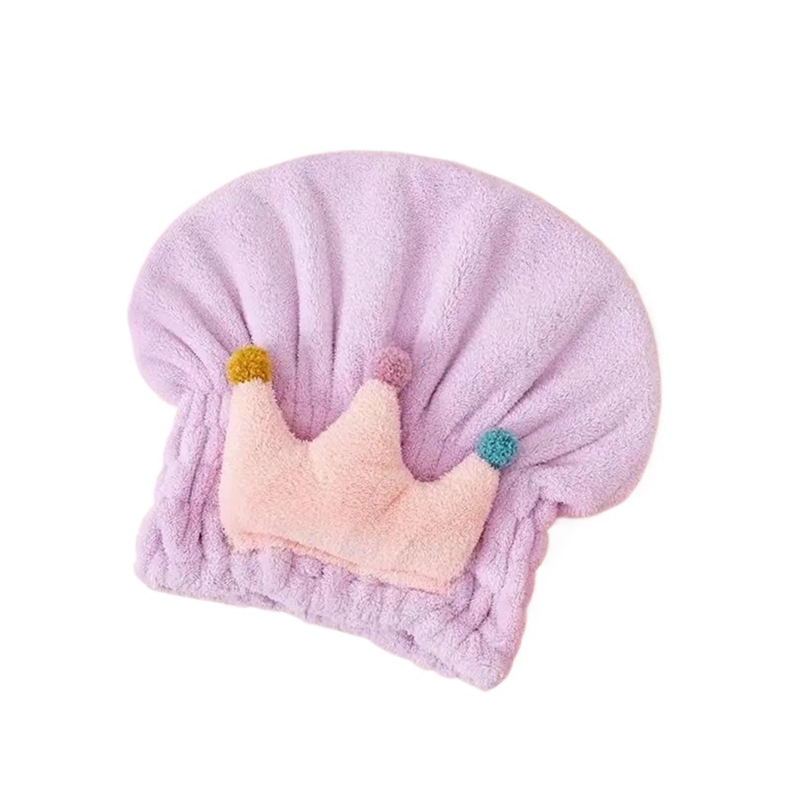 LUYSGBXR Hair Towel Quickly Dry Hair Wrapped Towels Children Kids Hat Bath Hats Portable Coral Fleece Shower Cap Accessories(Purple crown)