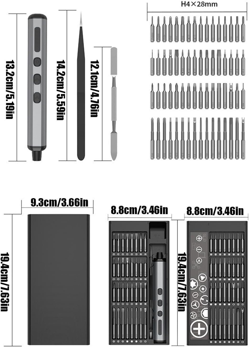 Abundant Screwdriver Kit, 68 in 1 Rechargeable Professional Laptop Repair Tool | Electronic Screwdriver Set for Smartphone Doorbells Glasses Watch Computer Camera Electronic Maintenance Daily