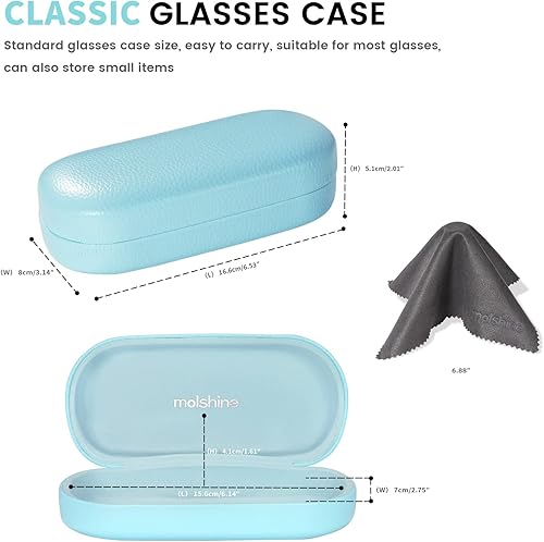 Miniatura 41 de molshine Estuche rígido de cuero para lentes de sol, funda clásica para gafas grandes para mujeres y hombres,Gafas de sol