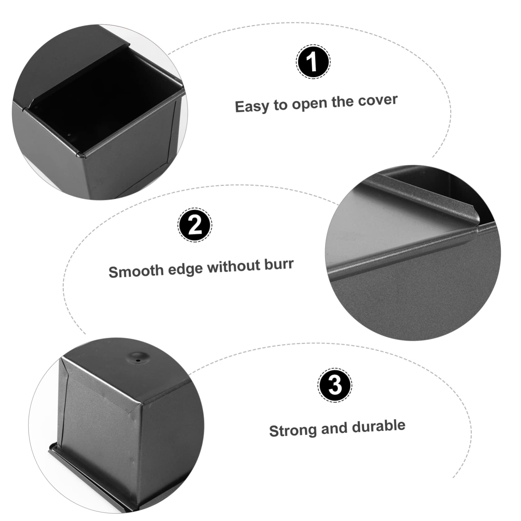 Luxshiny Teglia Pane con Coperchio 450g in Acciaio Inox Nera Antiaderente | Uso Domestico, Conduzione del Calore, Formato per Pane in Cassetta e Toast